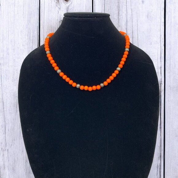 Vintage Signed Joan's Collectibles Beaded Princess Necklace Sunset Red & Silver - Picture 1 of 4